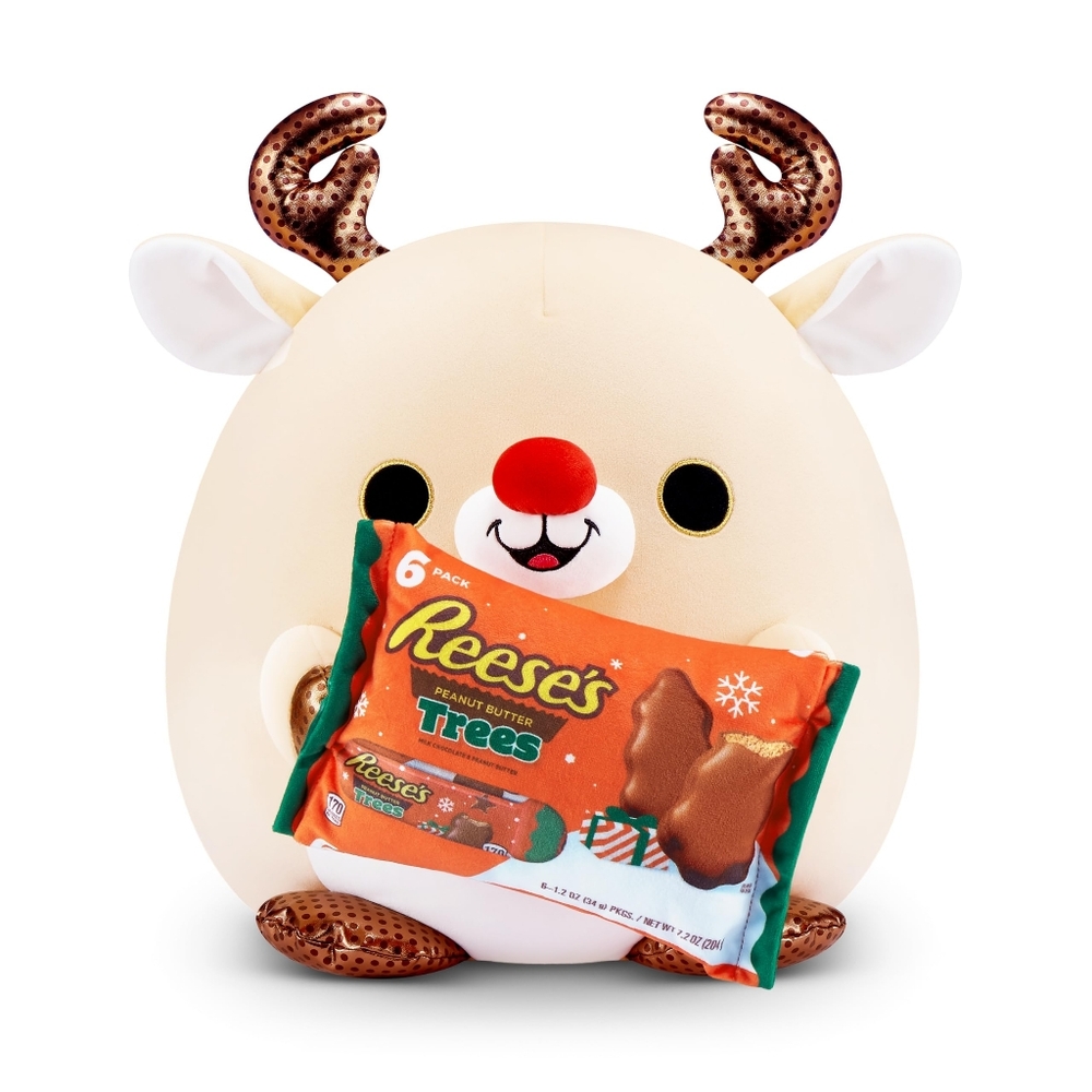 Festive Cream Reindeer Plush with Treats